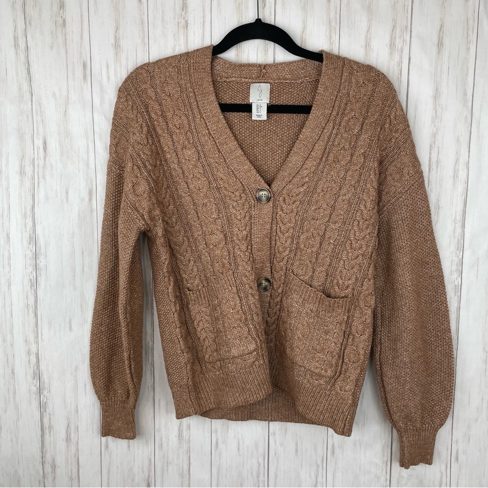 Joie tan caramel button up sweater small - Picture 2 of 6